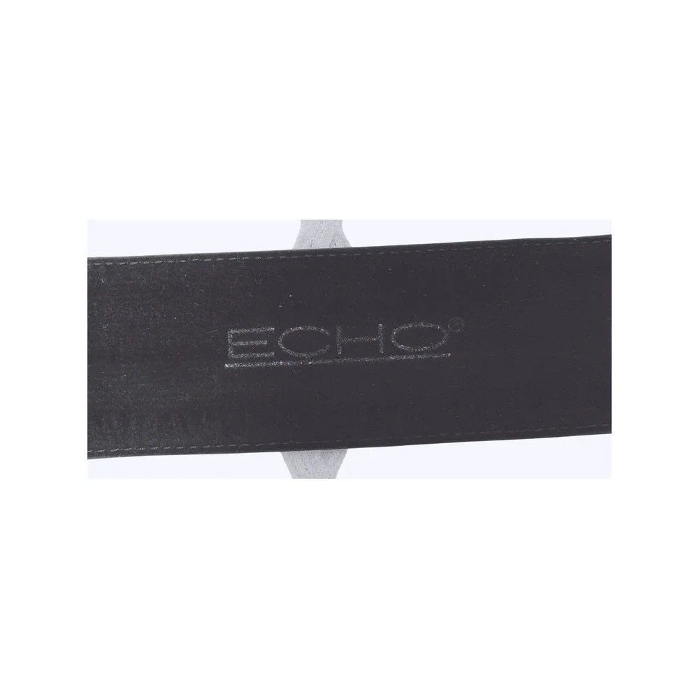 Echo Leather Belt Womens L Black Gold Buckle Classic Italy Vintage Style Chic